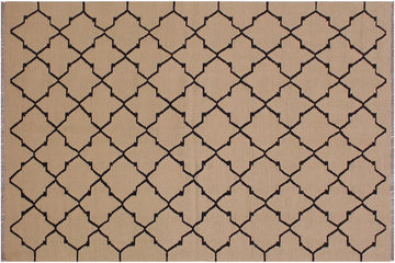 Flat Weave Kilim, Antique, Navaho, Vintage, Handmade, Modern Kilim Beige Black Hand-Woven Rectangle 100% Wool Area Rug 4 x 6